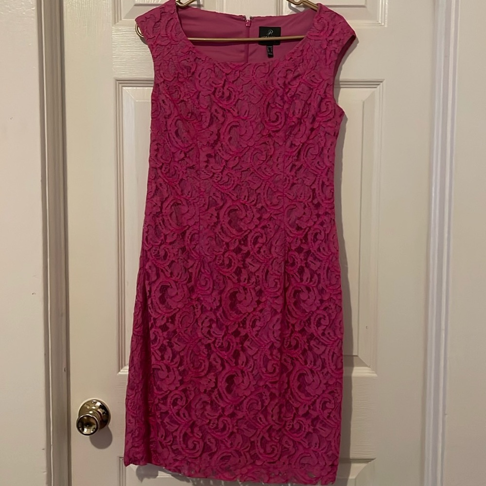 Adrianna Papell pink lace cocktail dress